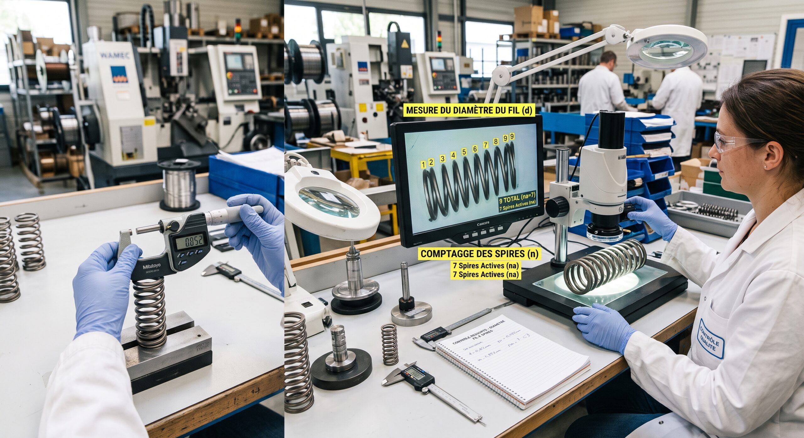 Spires et diamètre du fil pour ressorts de compression