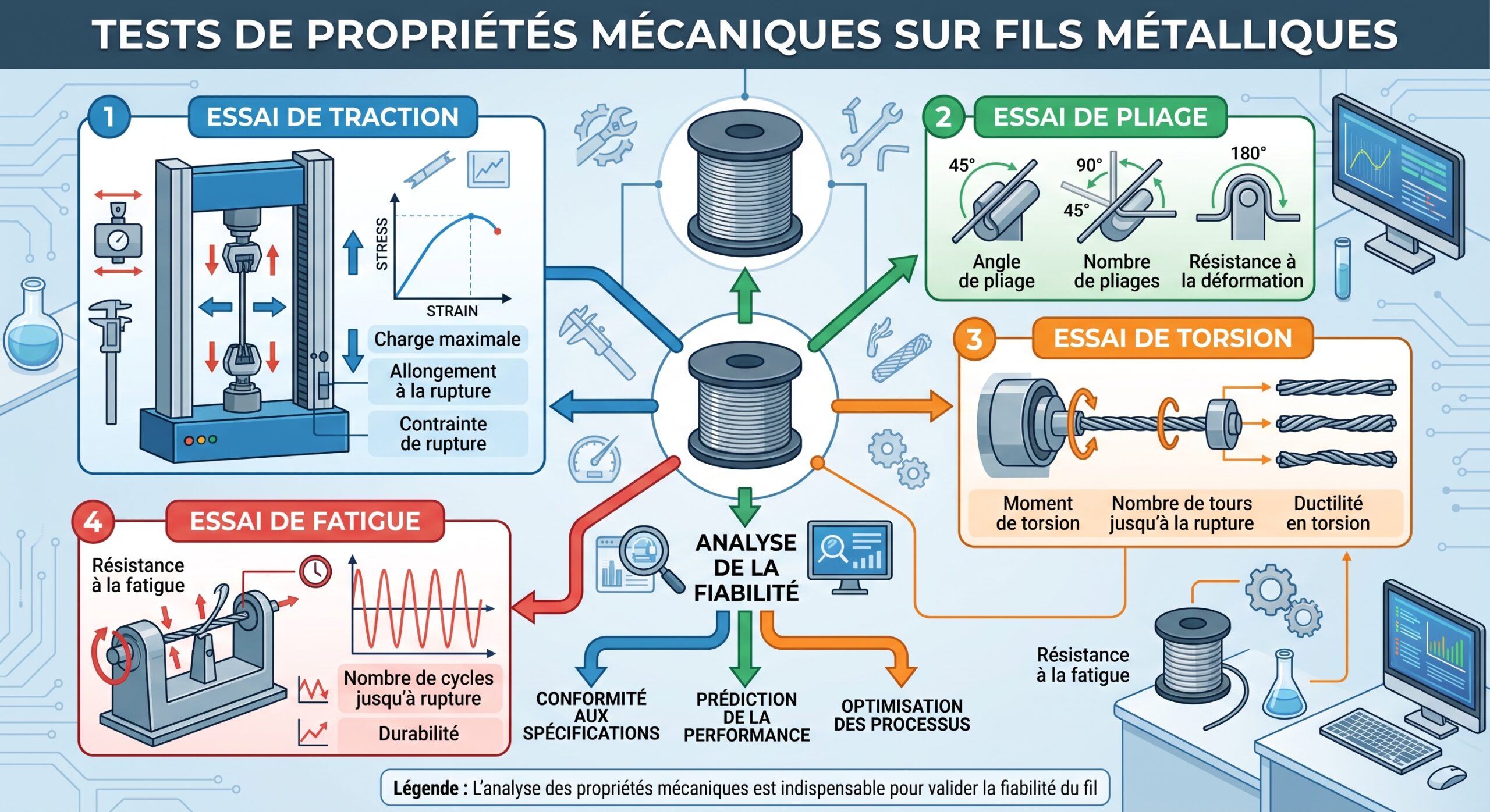 Tests de propriétés mécaniques sur fils métalliques
