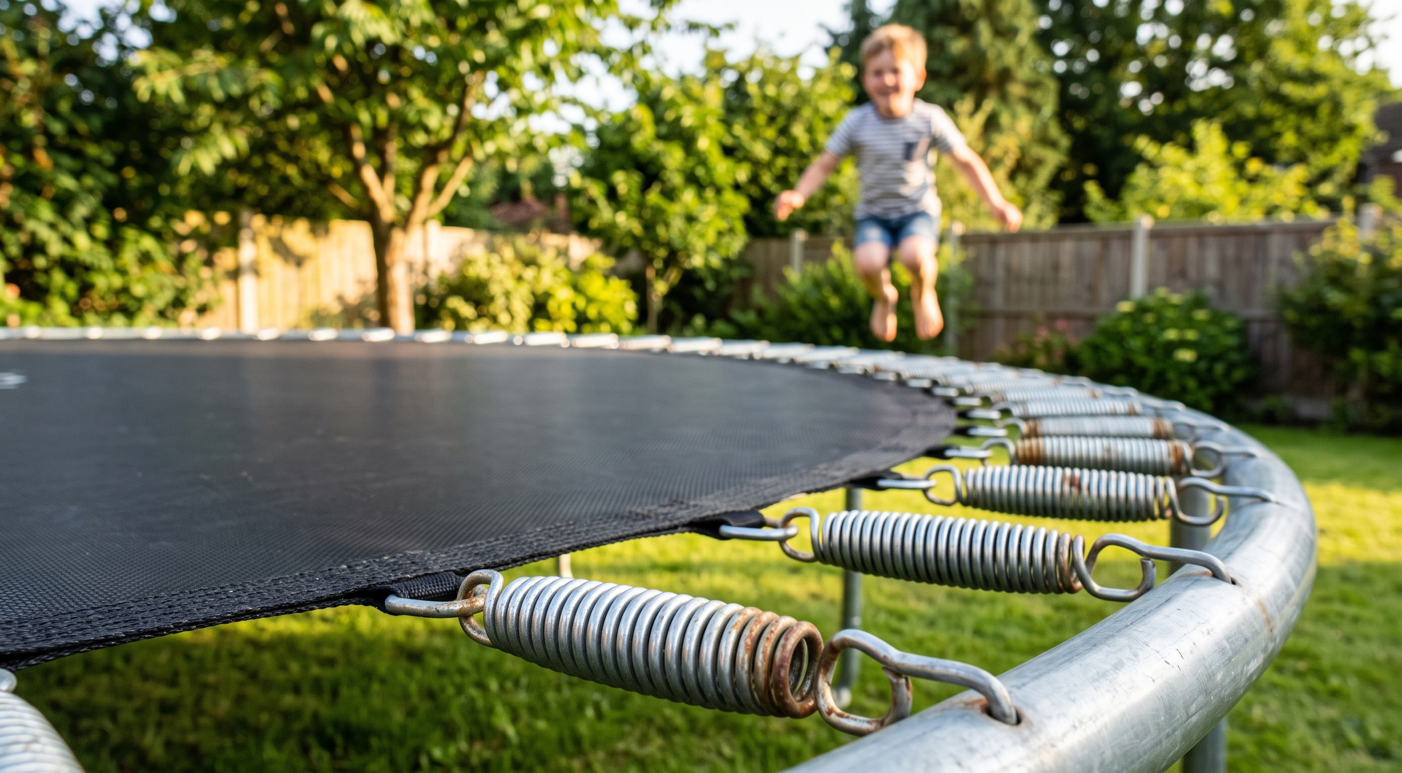 Exemple d'utilisation de ressorts de traction dans un trampoline